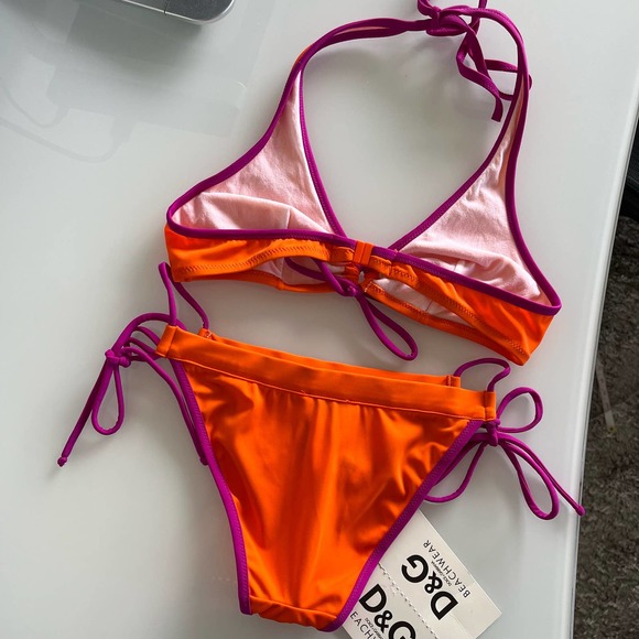 D&G• Y2K Vintage Halter Top Tie String Bikini Bottom Set - Picture 2 of 16